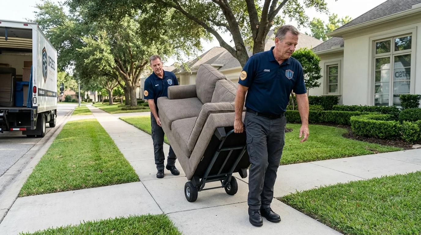 Local residential moving crew loading furniture in Guthrie Center, IA